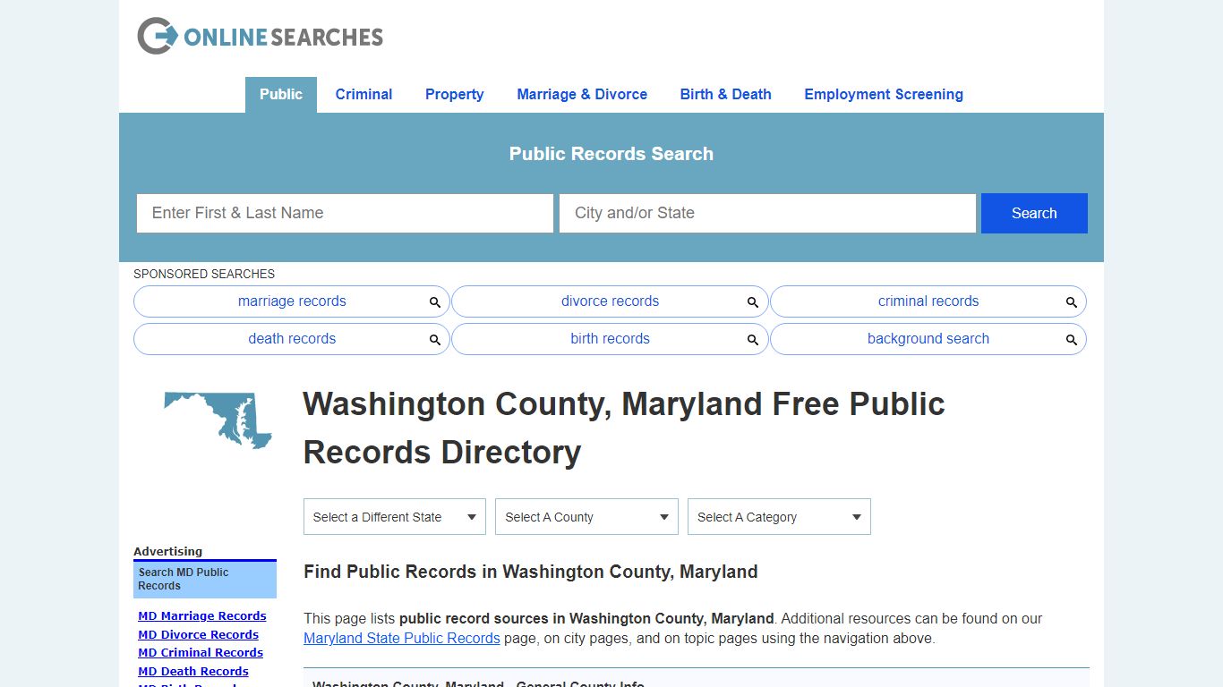 Washington County, Maryland Public Records Directory