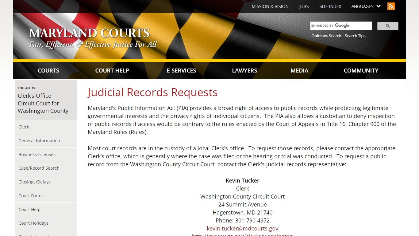 Judicial Records Requests | Maryland Courts